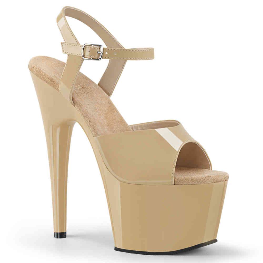 Pleaser - ADORE709 Sandale à bride à la cheville, Pole dance chaussures - Chaussures de pole dance - Crème Product image